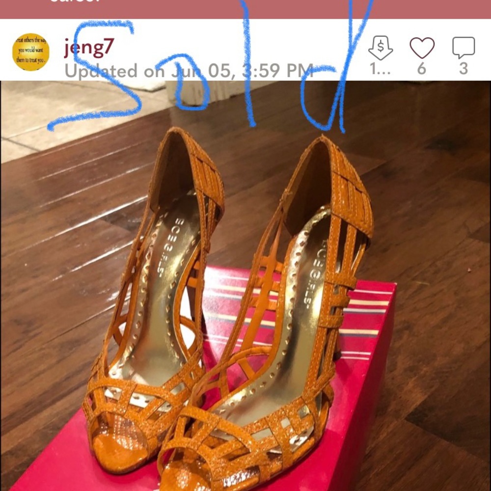 BCBG Orange snakeskin heels size 6